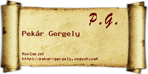 Pekár Gergely névjegykártya